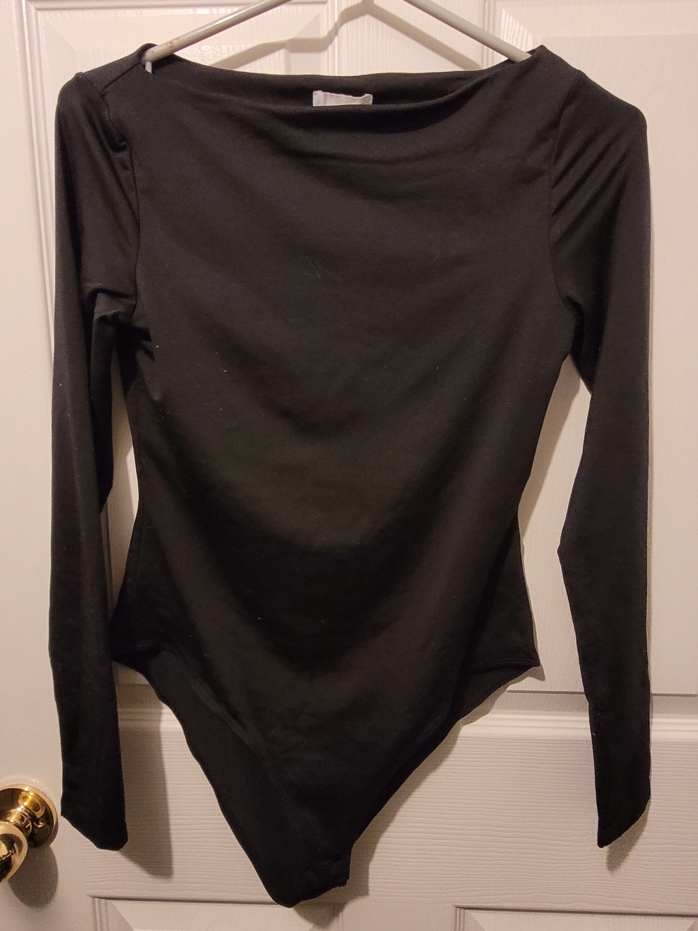 H&M Black Long-Sleeve Boatneck Bodysuit